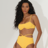 Tanga Biquíni Alta Cut Out Amarelo Canário