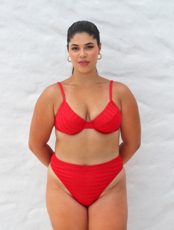 top meia taça red crochet